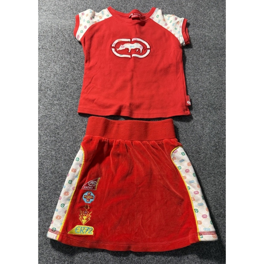 Ecko Red 2 Piece Set Skirt T-shirt Girls Small Y2K Vintage